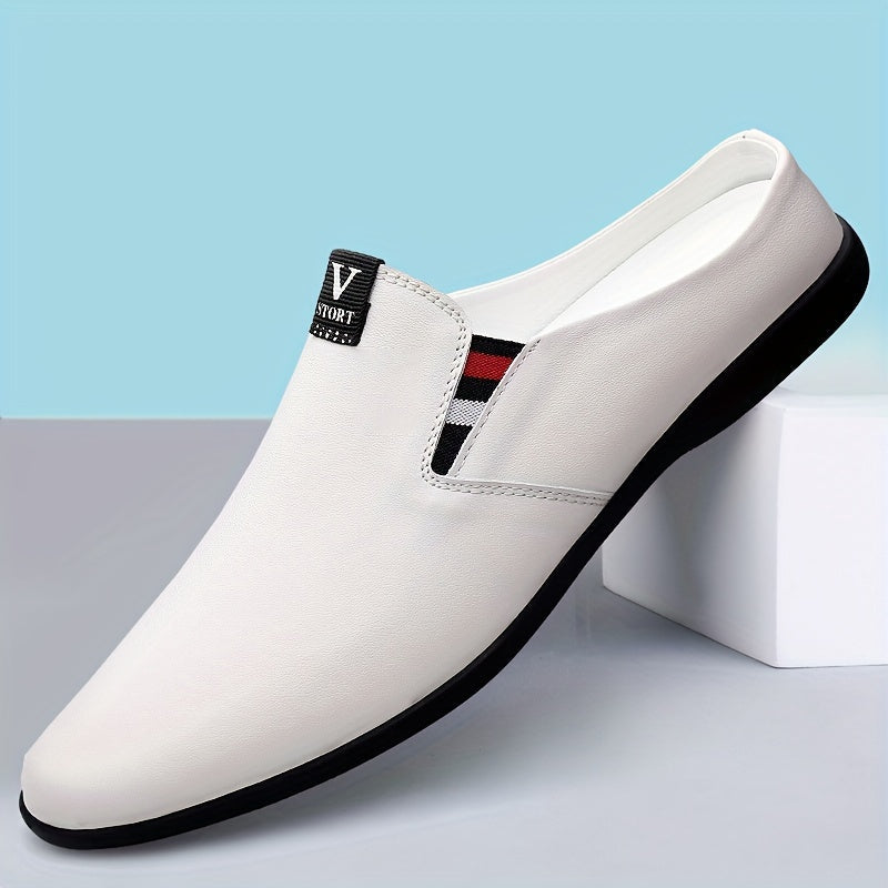SHOWLU Men's split leather mule shoes with breathable slip-on design, ideal for summer comfort and stylish casual wear.