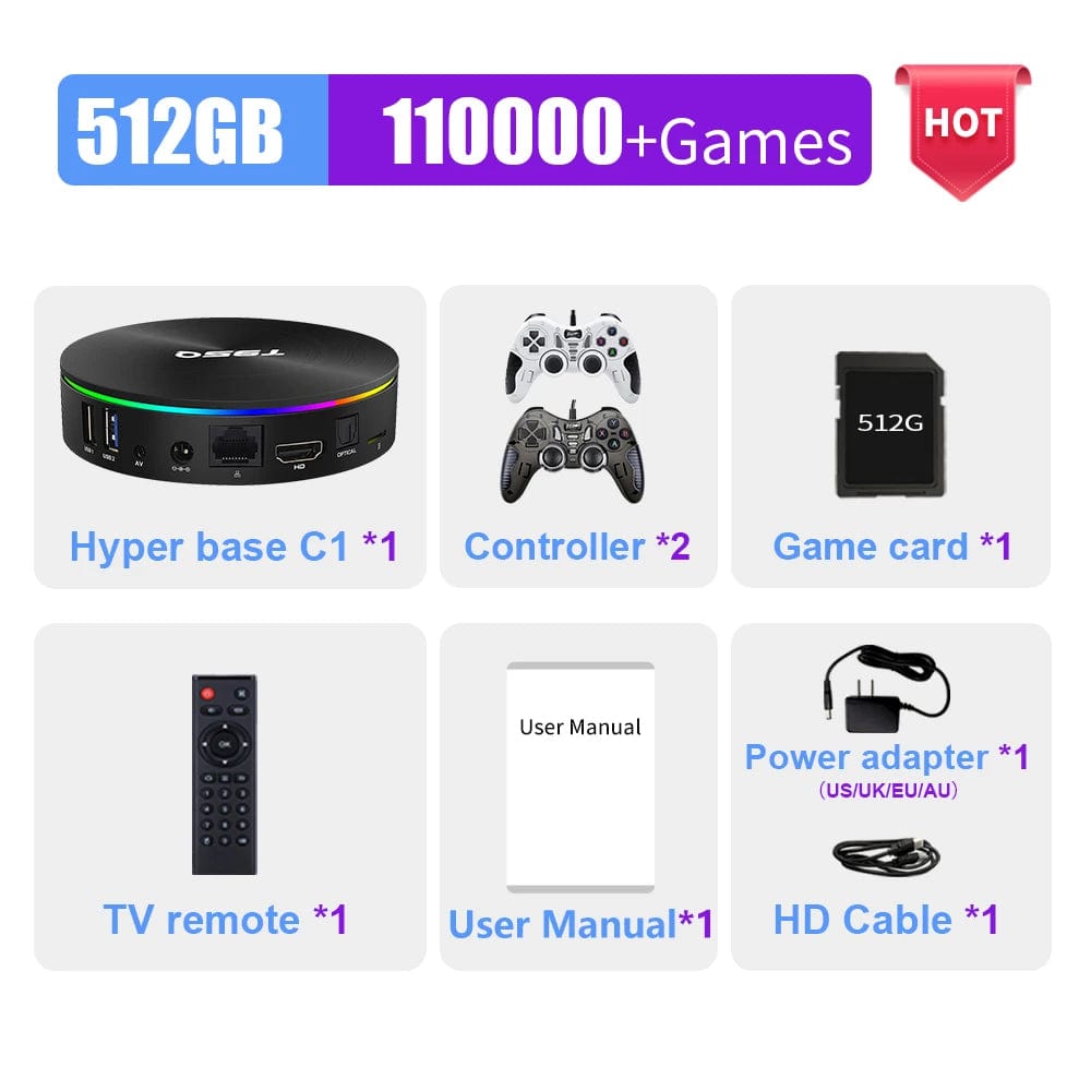 8K Retro Video Game Console for PS1/PSP/N64/Sega/DC Game Box S905X3 WiFi Set Top Box 70+Emulators 110000+Games with Controller - SHOWLU FASHION STORE