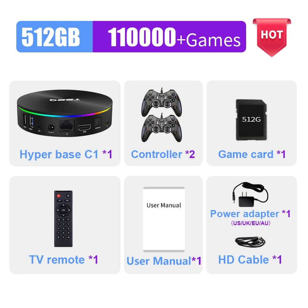 8K Retro Video Game Console for PS1/PSP/N64/Sega/DC Game Box S905X3 WiFi Set Top Box 70+Emulators 110000+Games with Controller - SHOWLU FASHION STORE