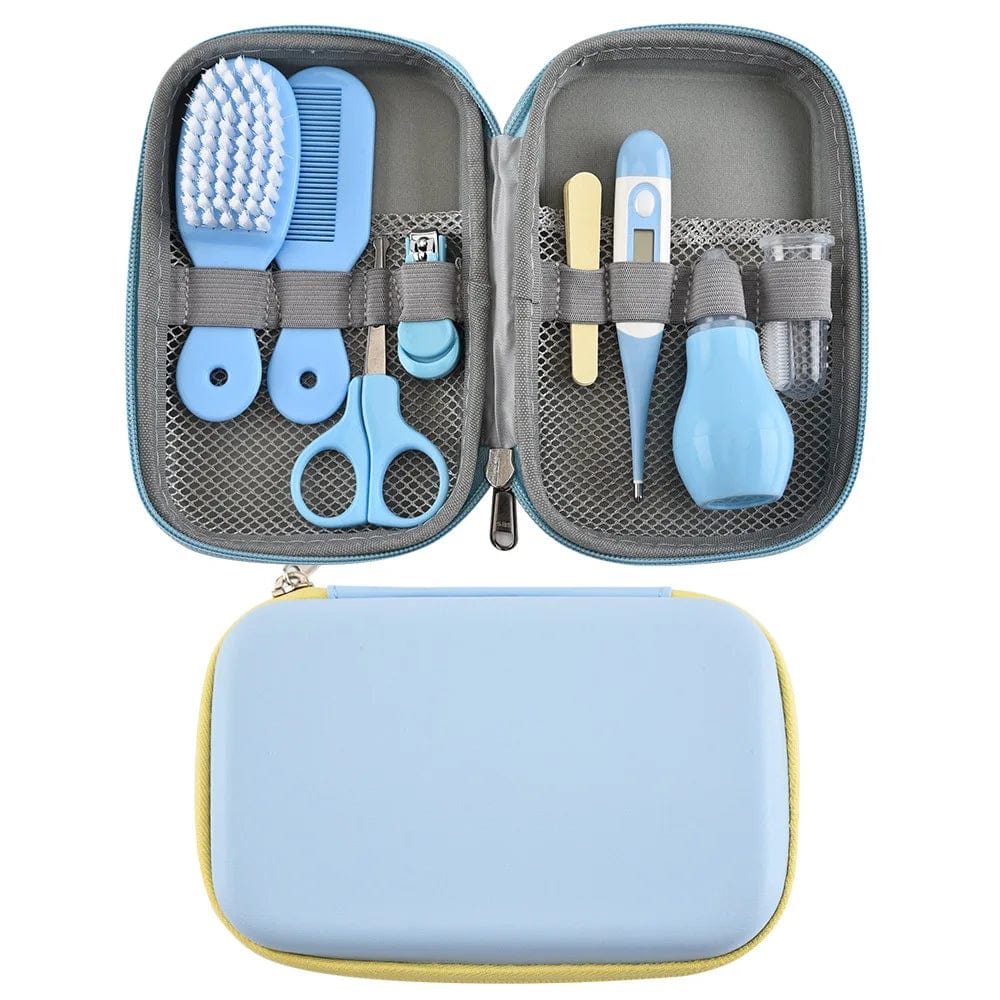 Showlu 8-piece deluxe baby grooming kit with nail clippers, scissors, and care tools for infant health and grooming.