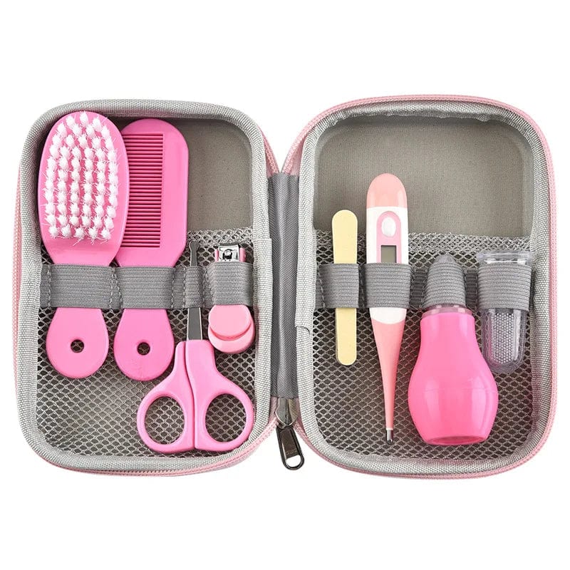 Showlu 8-piece deluxe baby grooming kit with nail clippers, scissors, and health care tools for infants.