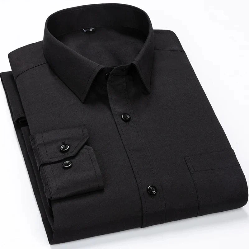 Showlu men's plus size striped dress shirt in blue and white, long-sleeved slim fit business casual shirt for men.