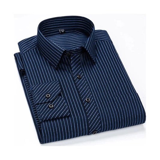 8XL 7XL Plus Size Men Long Sleeved Shirt Mens Business Casual Slim Fit Shirts Men Striped Dress Work Social Dress Shirt - SHOWLU FASHION STORE