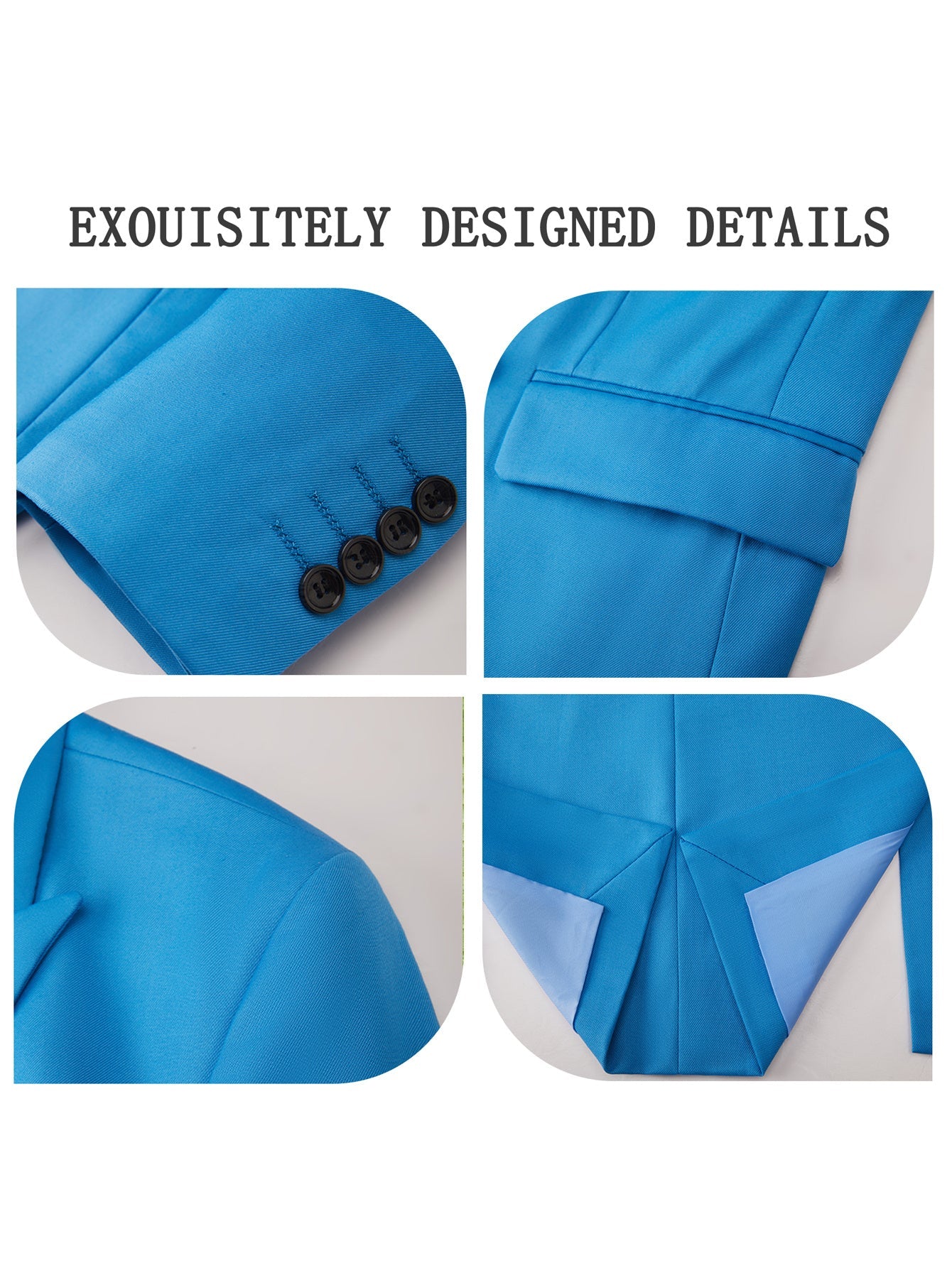 SHOWLU men's double-breasted slim fit suit in solid polyester, featuring a tailored jacket and matching pants, suitable for formal occasions.