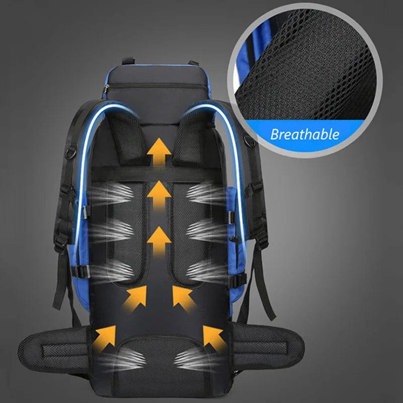 Large 90L waterproof hiking backpack by SHOWLU FASHION STORE with multiple compartments, ideal for trekking and outdoor camping.