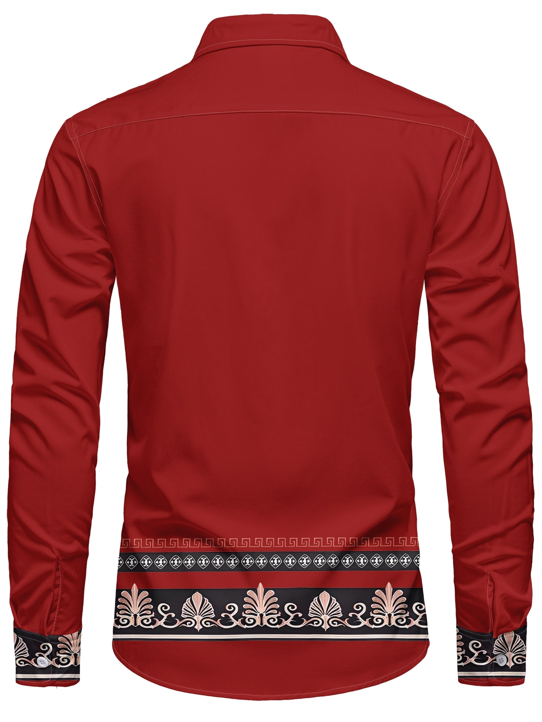 Men's long sleeve ethnic floral shirt by SHOWLU FASHION STORE in turquoise and gold with intricate floral patterns.