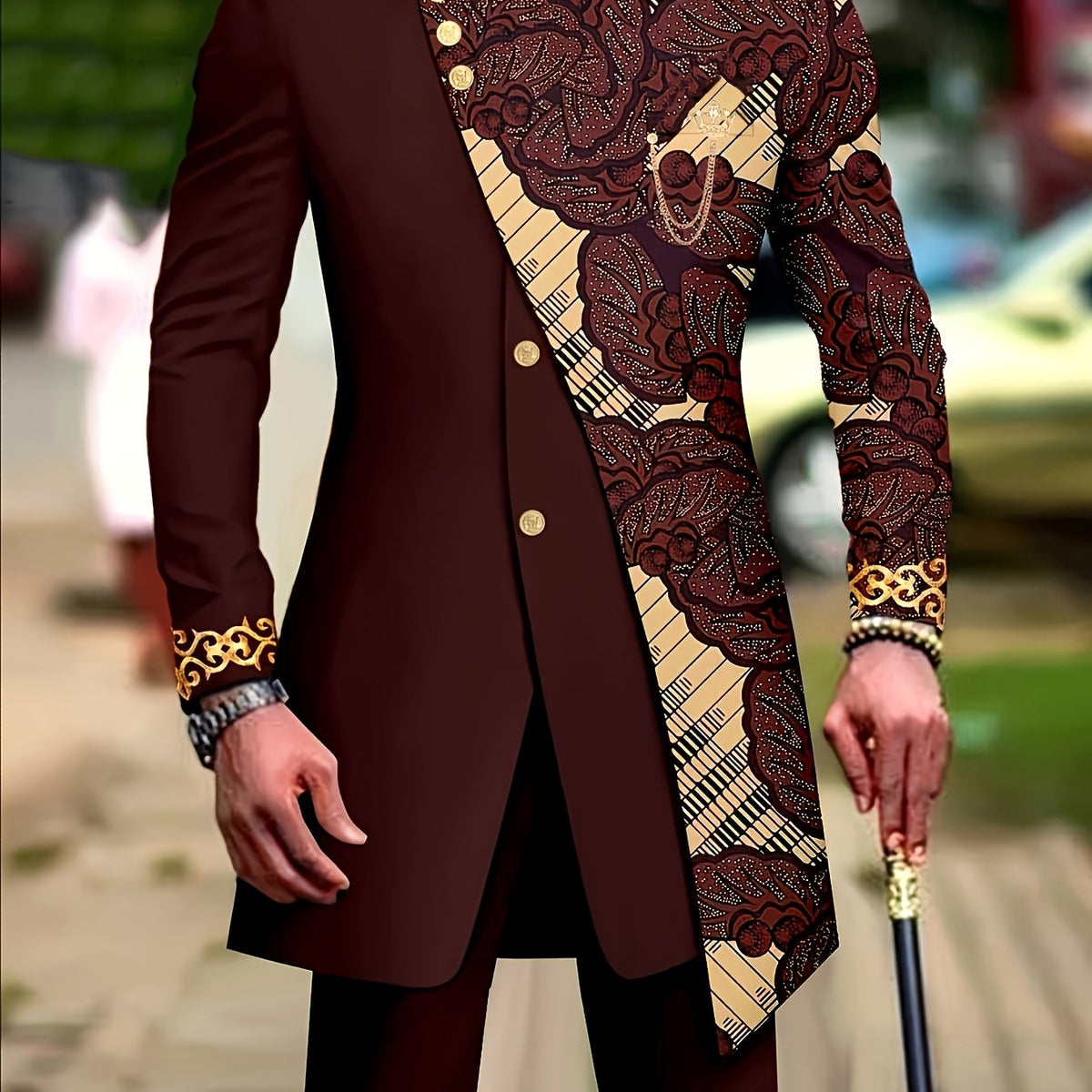 Men's Casual Long-sleeved Two-piece Suit, Mid-length Top And Trousers