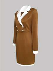 Women's Elegant Office to Party Dress - Structured Business suit-like with Button Front, Chest Buttons, and Flared Hem - Formal & Casual Outfits - Easy Hand Wash Care - Women's Professional & Formal Attire