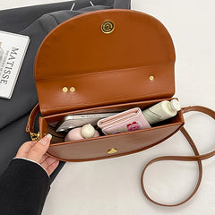 Women's Large Capacity Crossbody Bag - Purse with Snap Closure, Elegant Everyday & Formal Bag in White/Black, Golden-Tone Hardware, Durable Polyester Lining - Guangzhou Crafted Women's Shoulder Bag, Saddlebag Style, Smooth Te