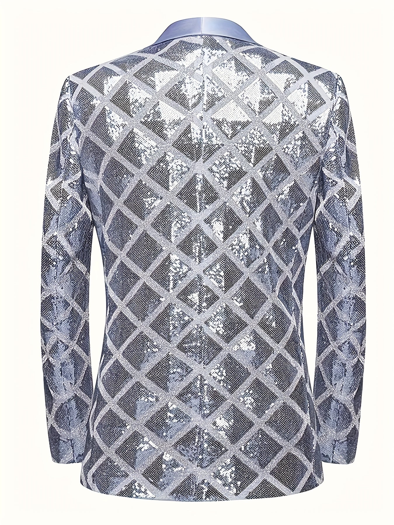 Men's Sequin-Embellished Blazer - Notched Lapel Party Jacket, Structured H-Fit Formal Coat for Weddings, Stage Performances, Events - Year-Round Evening Attire with Button Front Closure, Wedding Guest Attire, Notch Lapel Desi
