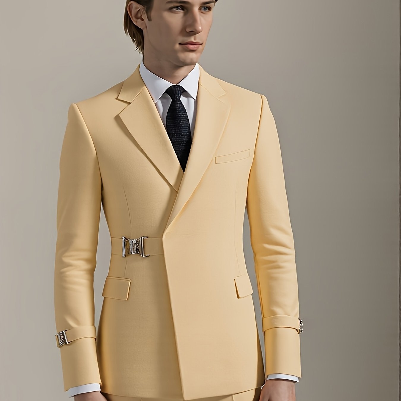 SHOWLU men's slim fit 2-piece solid color wedding tuxedo set, including jacket and trousers, perfect for formal occasions