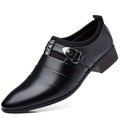 SHOWLU Men's formal shoes with pointed toe, solid PU leather, stylish business footwear for professional attire.