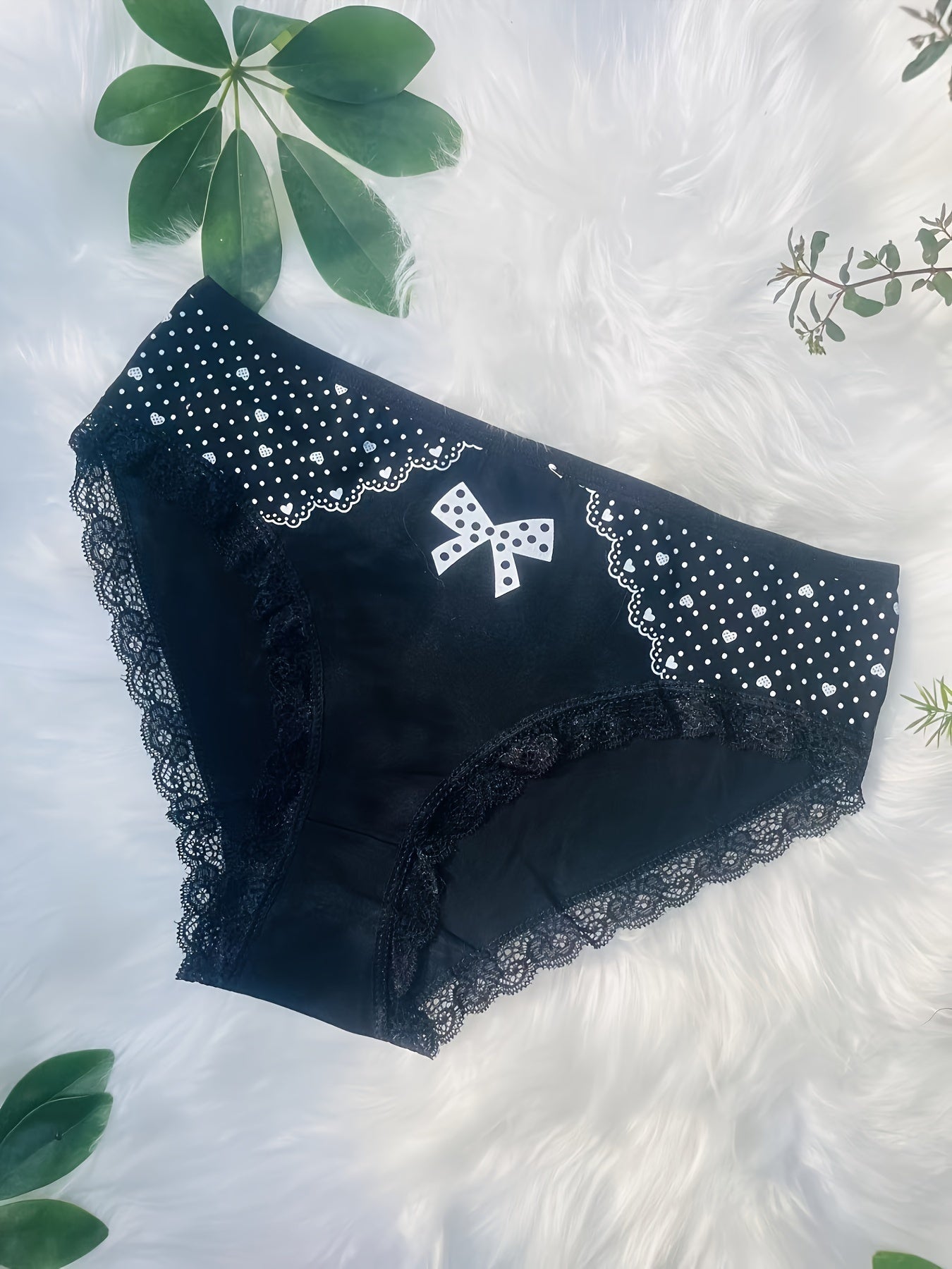 Showlu 12-pack plus size cotton lace briefs with heart print, comfortable underwear featuring soft fabric and delicate lace details.