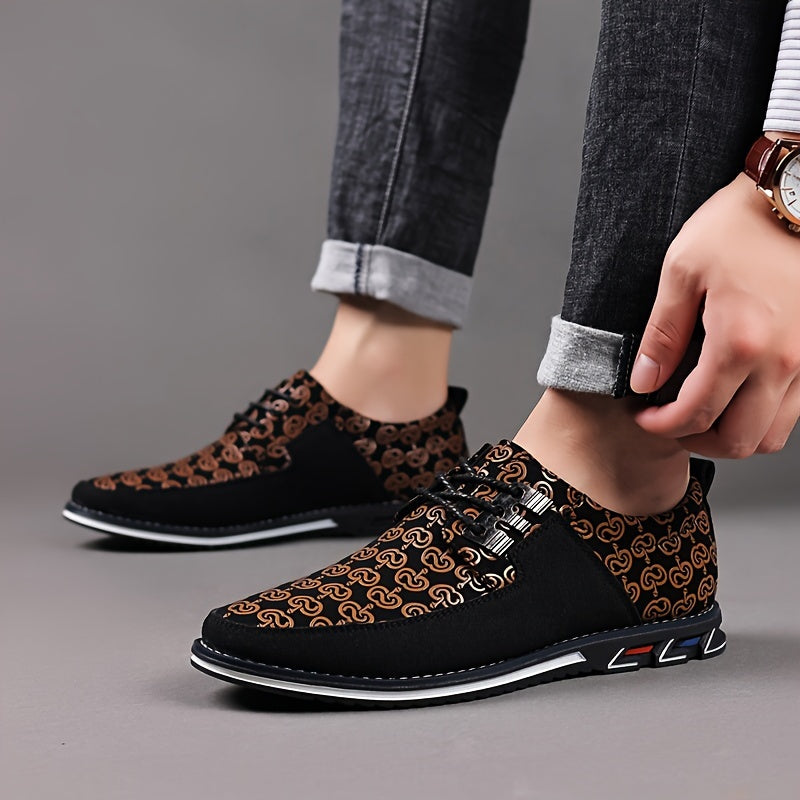 SHOWLU men's lace-up dress shoes with non-slip soles and round toe design, ideal for casual and formal wear.