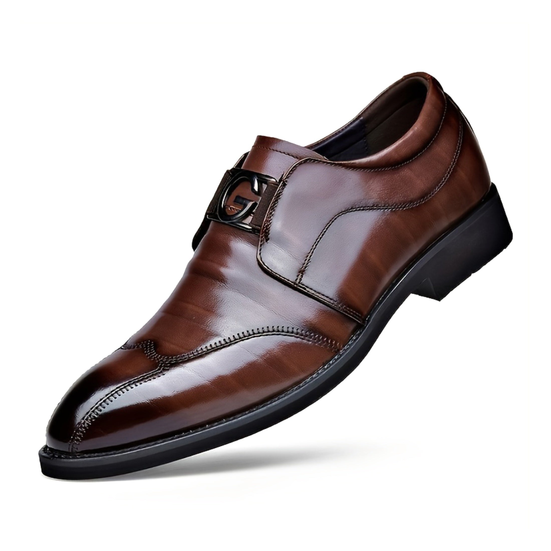 Men's pointed toe loafers in solid PU leather by SHOWLU FASHION, featuring sleek design and classic Oxford style.