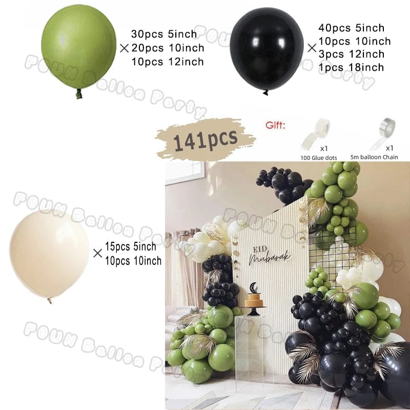Showlu 97pcs black and gold chrome latex balloon arch garland kit, perfect for wedding, graduation, birthday, or baby shower decor.