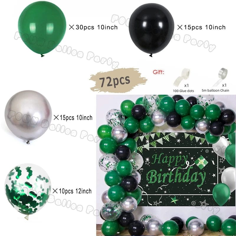 Showlu 97pcs black and gold balloon arch garland kit with chrome latex balloons for wedding, graduation, birthday, or baby shower decor.