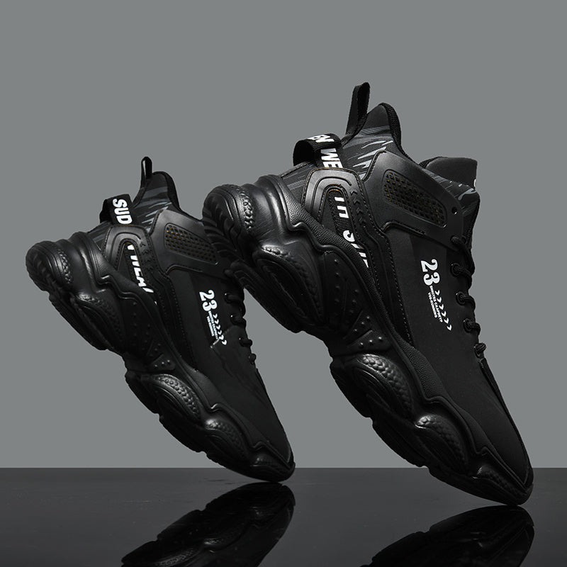 SHOWLU Men's mid top running shoes in lightweight PU leather, designed for walking and casual wear.