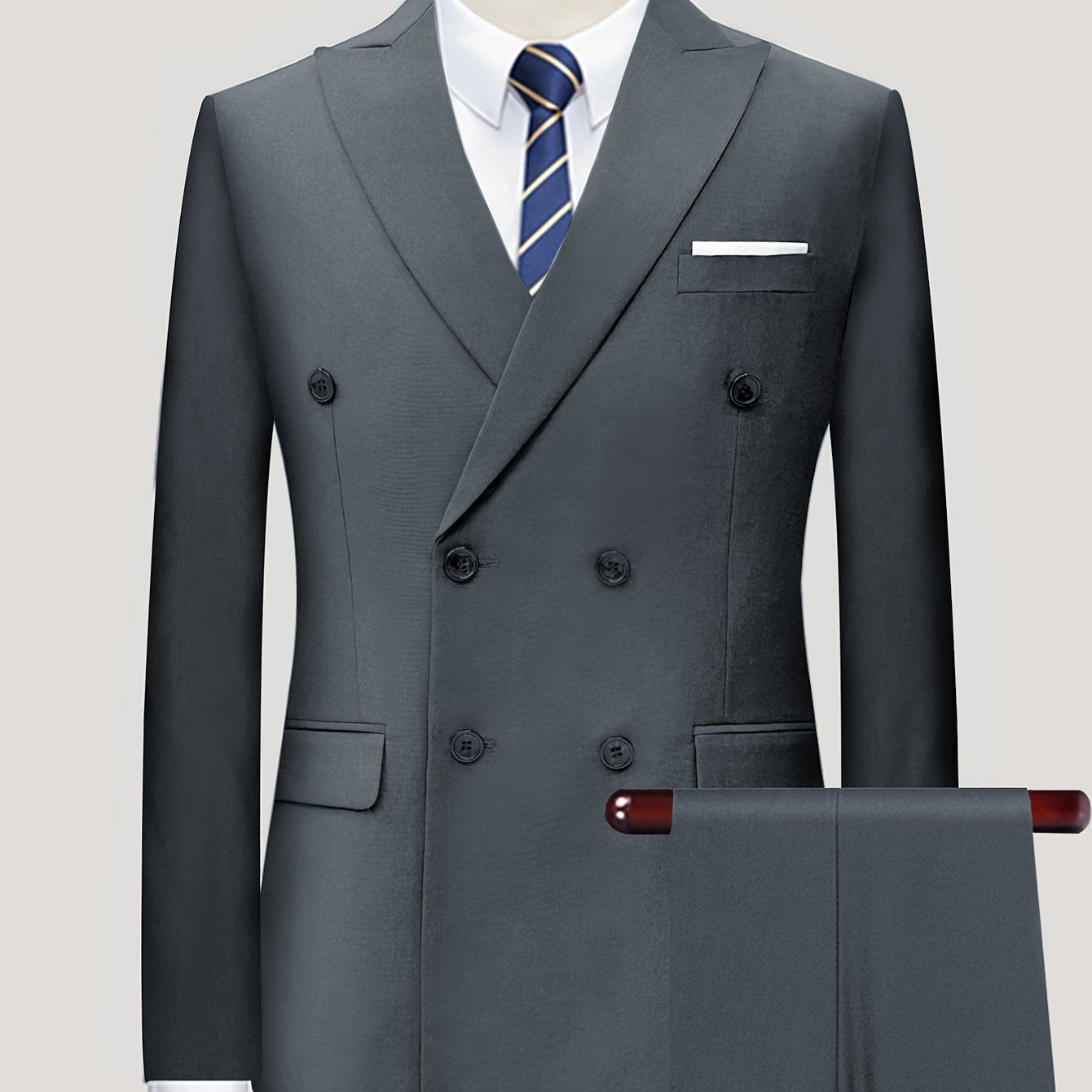 SHOWLU Men's classic slim fit 2-piece suit with one-button blazer and matching trousers, formal attire for men.