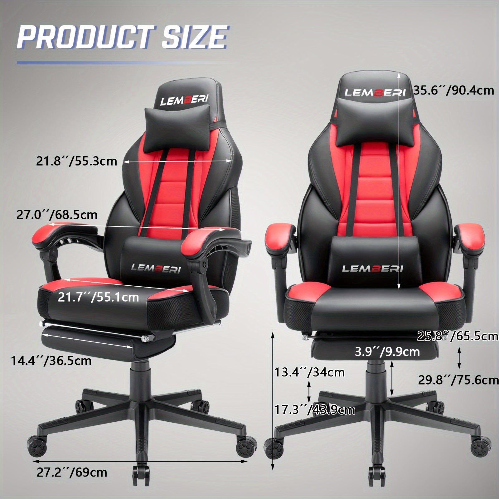 Big and tall SHOWLU FASHION STORE gaming chair with footrest, sturdy design, adjustable armrests, and 400lb capacity.