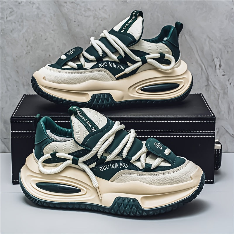 SHOWLU Men's thick-soled dad shoes with anti-slip casual mid-top design, featuring a sturdy sole and stylish look.