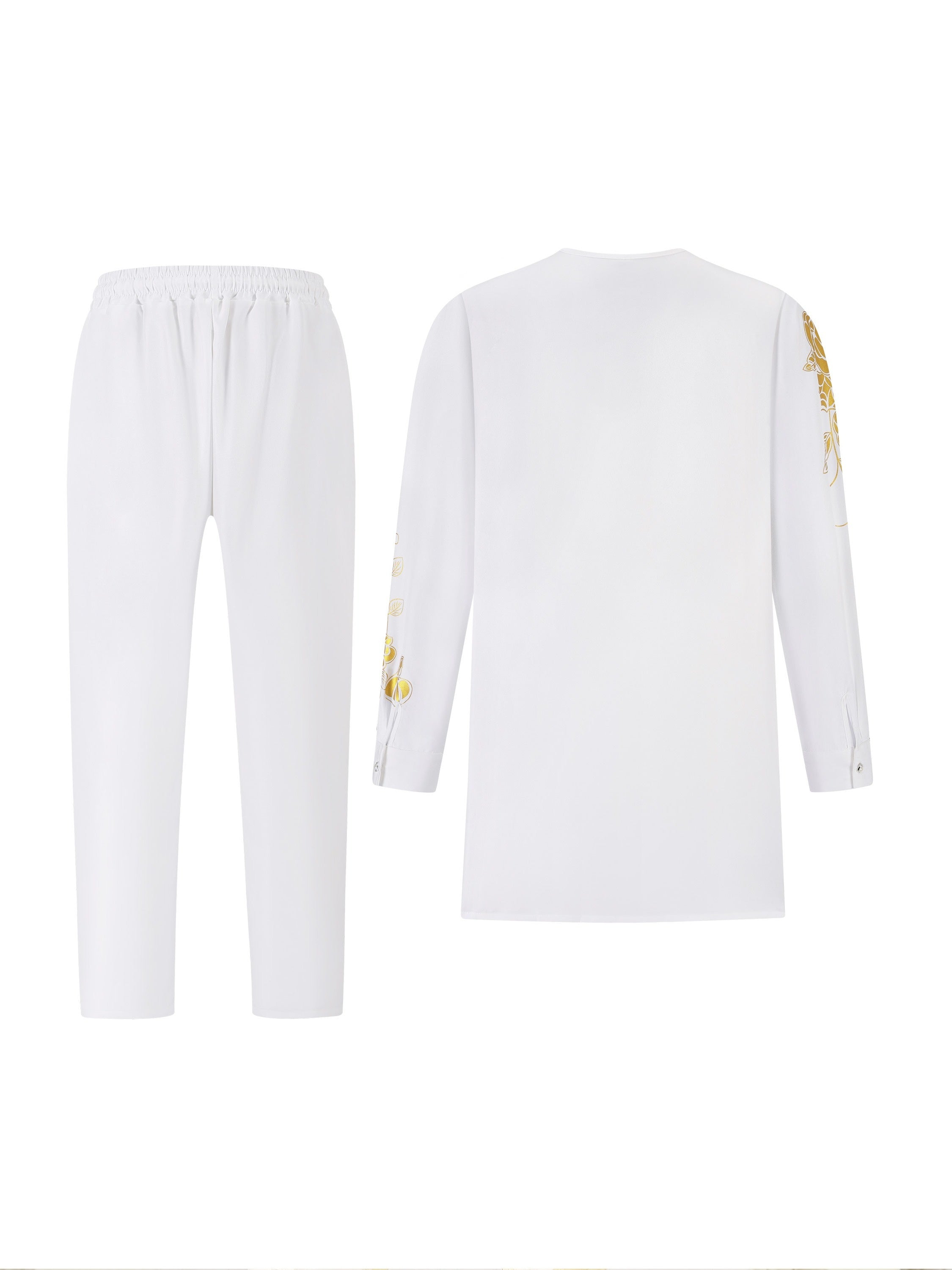 SHOWLU FASHION men's geometric hot stamping pajama set made of 100% polyester, featuring a stylish pattern and comfortable fit.