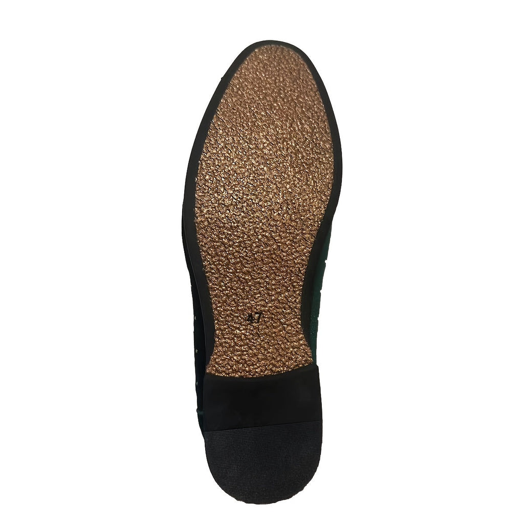 SHOWLU FASHION men's horsebit loafers with rhinestone glitter dress shoes, stylish and sparkling footwear for formal occasions.