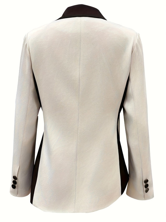 [Women's Asymmetrical Blazer] Modern Asymmetrical Long Sleeve Blazer Jacket | Women's Two-Tone Color-Block X-Shape Silhouette, Single-Button Closure, Machine Washable, Elegant Office & Casual Outerwear, Structured Design, Sop