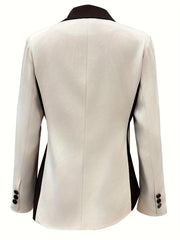 [Women's Asymmetrical Blazer] Modern Asymmetrical Long Sleeve Blazer Jacket | Women's Two-Tone Color-Block X-Shape Silhouette, Single-Button Closure, Machine Washable, Elegant Office & Casual Outerwear, Structured Design, Sop