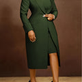Women's 2-piece suit set featuring a long blazer and lace waist dress from SHOWLU FASHION STORE, stylish and elegant for formal wear.