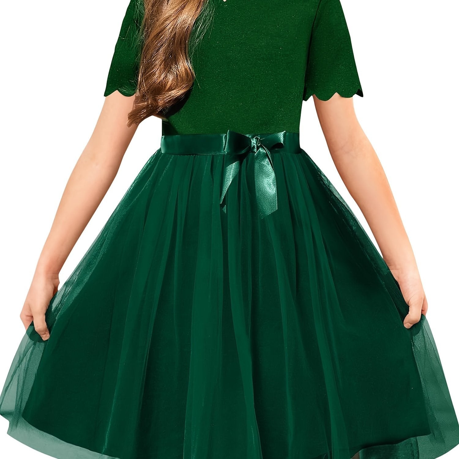 SHOWLU Girls flower party dress, summer tutu fit and flare style, size 3-11, with colorful floral design and tulle fabric.