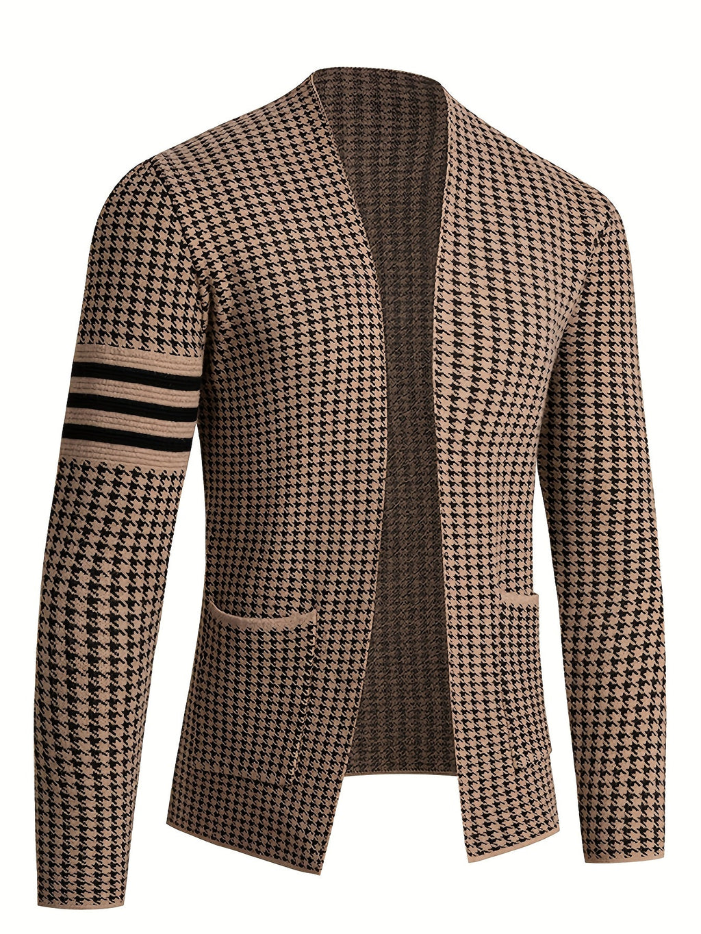 Men's slim fit knit cardigan by SENMEIGUO, high-stretch long sleeve sweater in a stylish, fitted design.