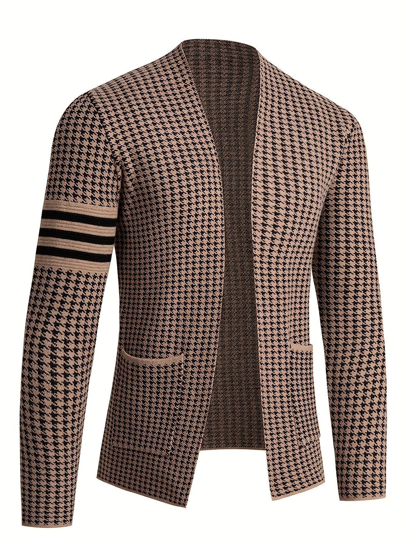 Men's slim fit knit cardigan by SENMEIGUO, high-stretch long sleeve sweater in a stylish, fitted design.