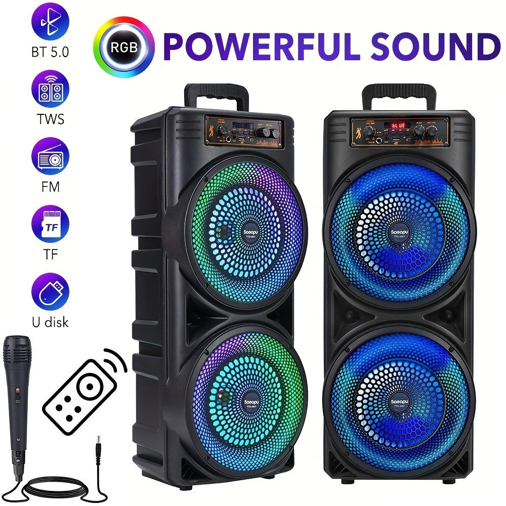 SHOWLU 6000W dual 8.5-inch wireless speaker with heavy bass, TWS party system, designed for powerful sound and music events.