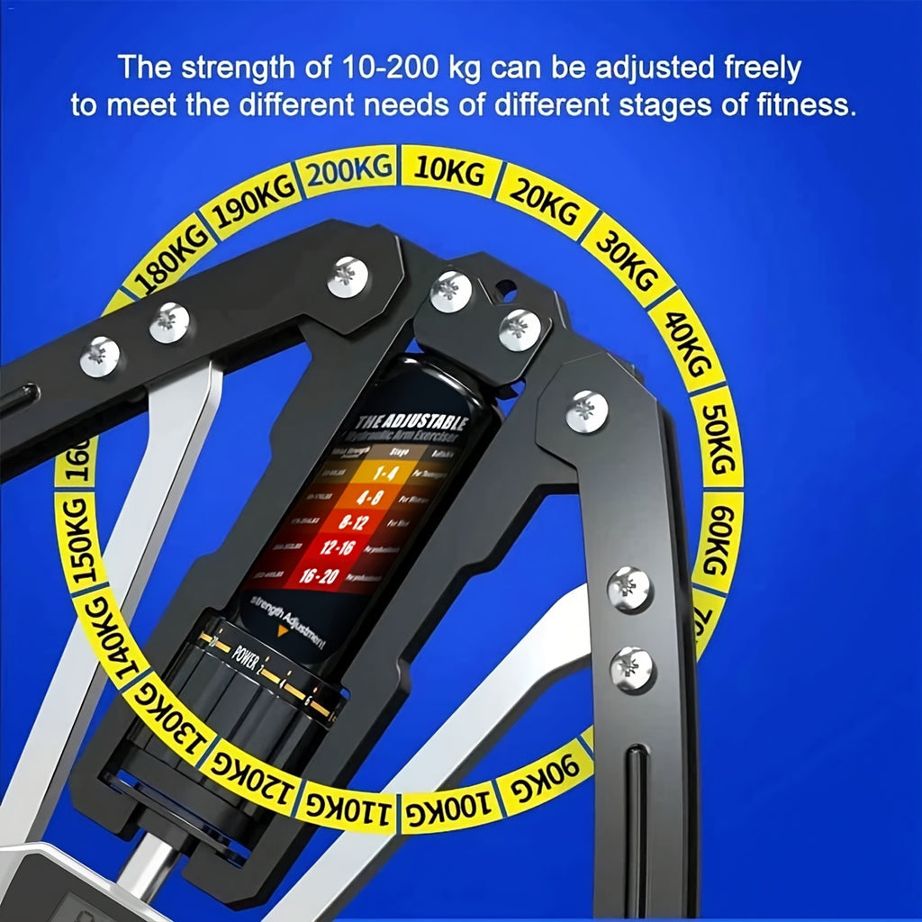 Showlu Hydraulic Chest Expansion Bar with adjustable resistance, built from durable carbon steel for arm exercises and muscle training.