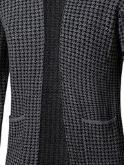 Men'S Chic Urban Knit Cardigan - Slim Fit, Long Sleeve, High-Stretch Fabric with Contrast Trim for Fall/Winter, Business Casual Outerwear