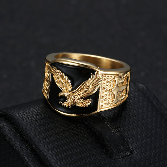 1pc Street Style Hip Hop Punk Single Ring - Stainless Steel Eagle Ring, Christmas, New Year, Valentine's Day Gift Jewellery for Men - Unisex Engagement Party Cool Vintage Ring Accessories SHOWLU FASHION STORE