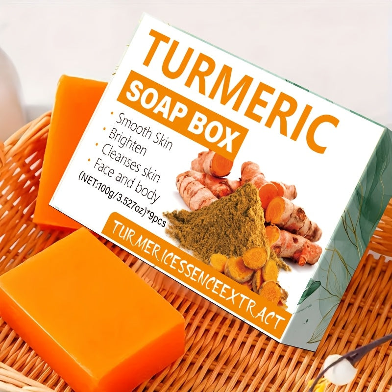 Set of nine Rozino turmeric soap bars by SHOWLU FASHION STORE, moisturizing glycerin body soap with 100g each.