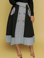 Plaid Combo Button Skirt