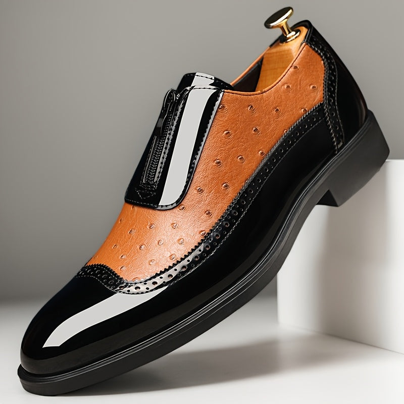 Men's SHOWLU wingtip brogue oxford shoes in cow leather, featuring classic wingtip design and casual business style.