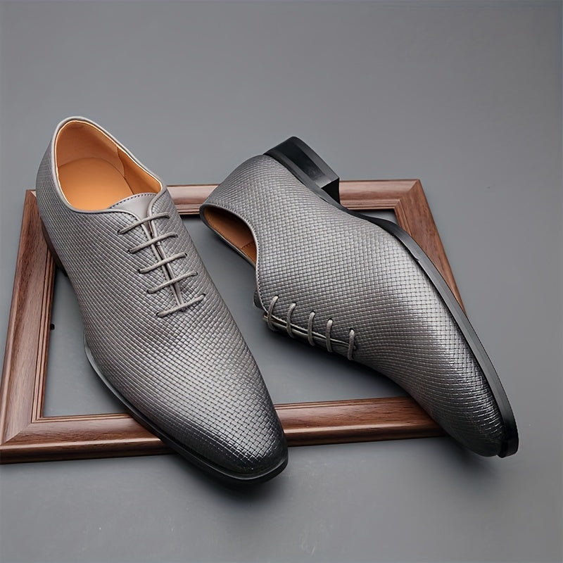 SHOWLU Men's Whole-Cut Oxford Shoes made of microfiber leather, formal footwear with sleek design and polished finish.