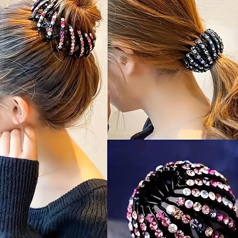 Cubidupi Bird Nest Magic Hair Clip with rhinestones, SHOWLU FASHION ponytail holder, decorative hair accessory for women