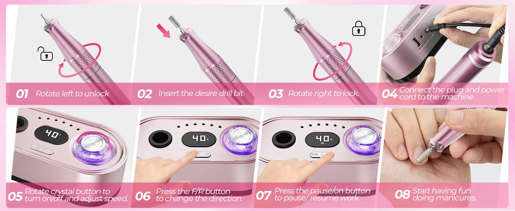 Showlu Smart Electric Nail Drill 20W portable manicure machine with a compact design and 12V power for professional nail care.