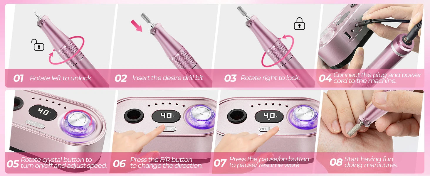 Showlu Smart Electric Nail Drill 20W portable manicure machine with a compact design and 12V power for professional nail care.