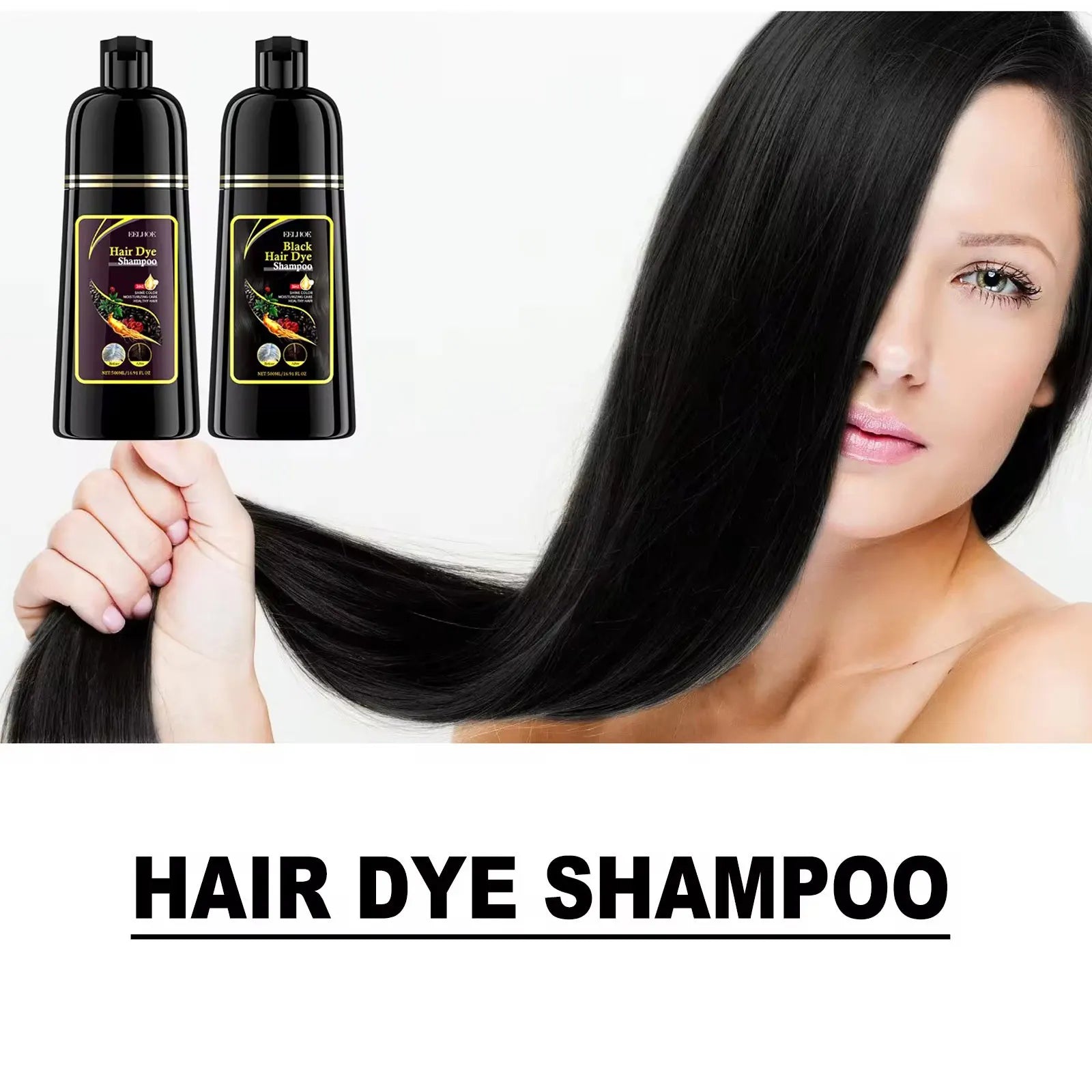EELHOE 3-in-1 black hair dye shampoo by SHOWLU FASHION STORE with natural herbal formula for grey hair coverage and cleansing
