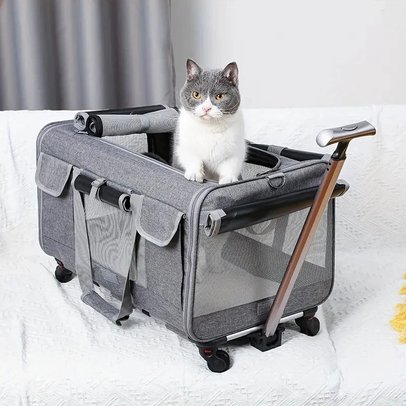 Extra large Showlu Fashion nylon pet trolley case and foldable dog stroller with spacious design and durable construction.