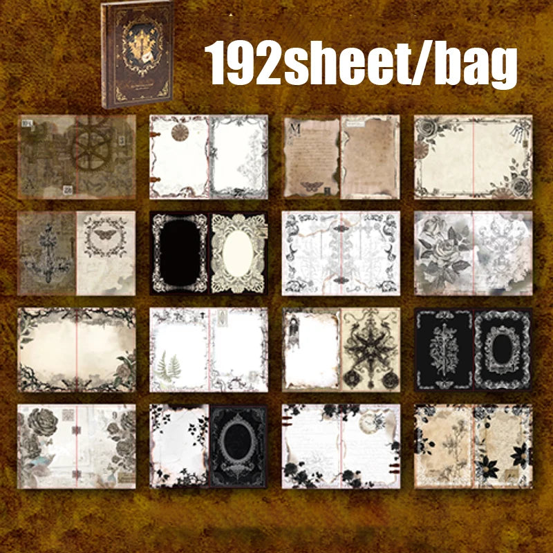 Mr.Paper Vintage Style Notebook Set with 192 gold foil retro stationery pieces, showcasing elegant notebooks and accessories.
