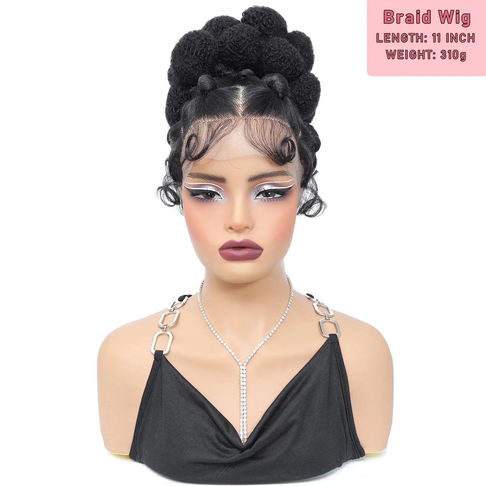 11-inch full lace Bantu braided wig with baby hair, short afro style from SHOWLU FASHION STORE, showcasing intricate braids and natural texture.