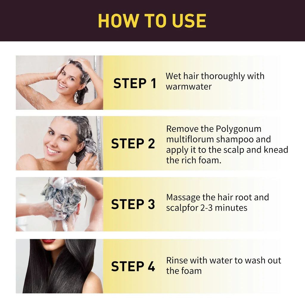 EELHOE 3-in-1 black hair dye shampoo by SHOWLU FASHION STORE with natural herbal ingredients for grey hair coverage
