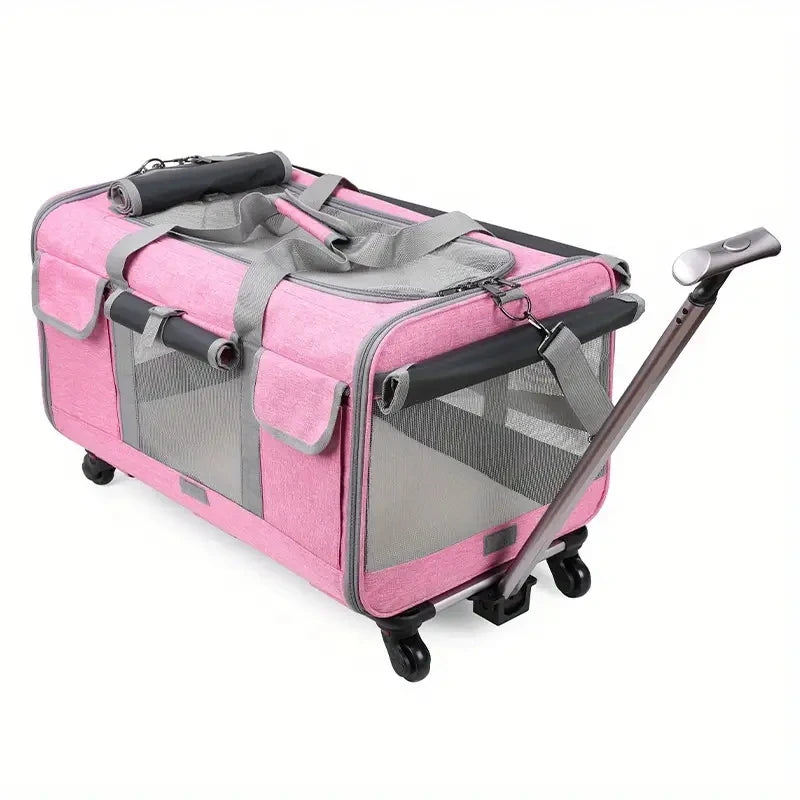 Extra large Showlu Fashion nylon pet trolley case with foldable design and wheels, suitable for dogs and pets.